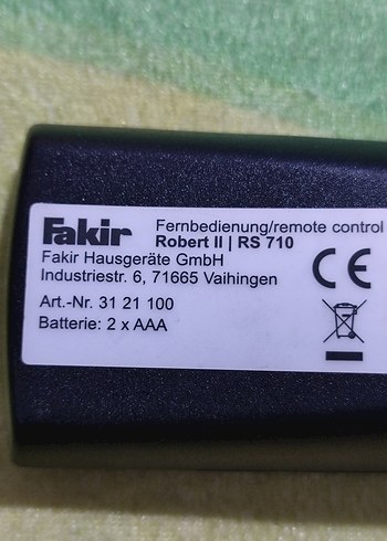 Fakir Robert II RS 710 Robot süpürge Kumandası - Görsel 4