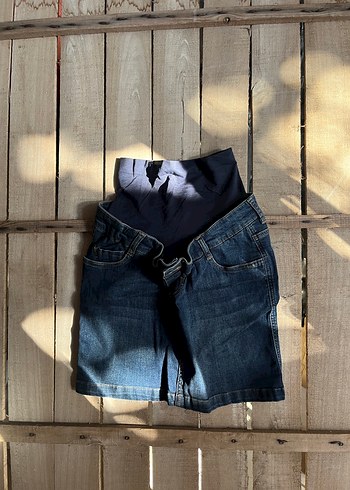 Lacivert Hamile Midi Denim Şort