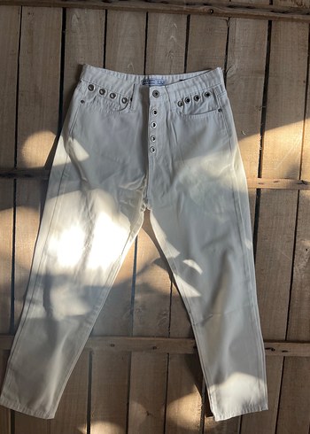 Zara Düğmeli Beyaz Kadın ZARA Pantolon
