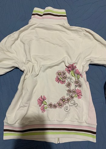 Uzun Kollu Fermuarlı Beyaz Kadın Ceket - Görsel 2