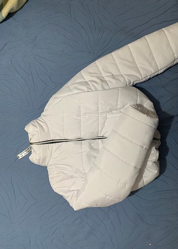 Kadın Beyaz Kışlık Fermuarlı Mont - Görsel 2