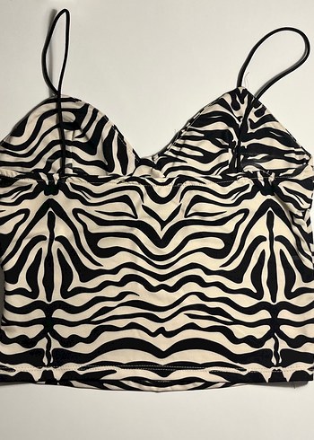 Bershka Zebra Desenli V Yakalı Strappy Büstiyer