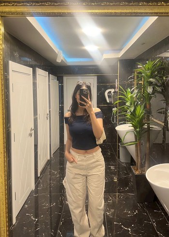 Trendyol & Milla Ekru yüksek bel baggy jeans