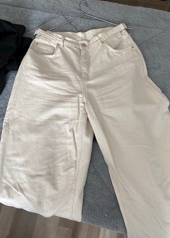 40 Beden Ekru yüksek bel baggy jeans