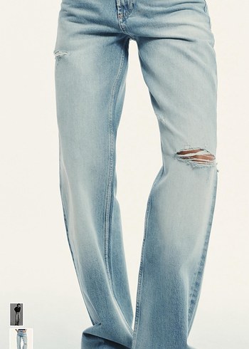 Zara Orta bel yırtık geniş paça jean