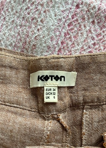 xs Beden Kadın Keten Kemerli Mini Şort Bej