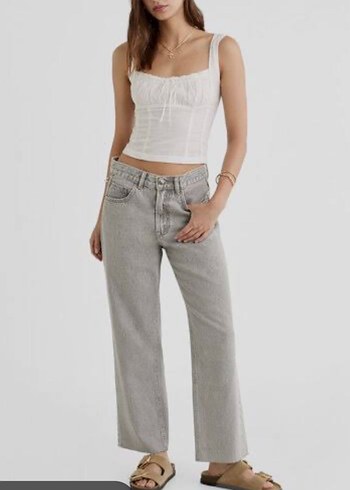 Stradivarius Gri Kadın Denim Pantolon