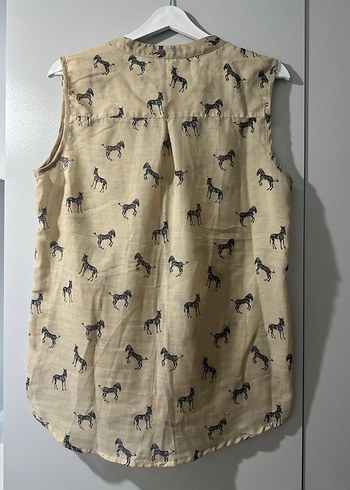 LTB Bej Zebra Desenli Kolsuz Gömlek