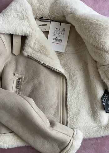 s Beden PULL&BEAR Bej Kürklü Kadın Mont S