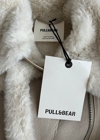 Pull and Bear PULL&BEAR Bej Kürklü Kadın Mont S
