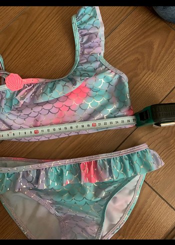 10 Yaş Beden Kız Çocuk Pastel Renkli Tie-Dye Bikini