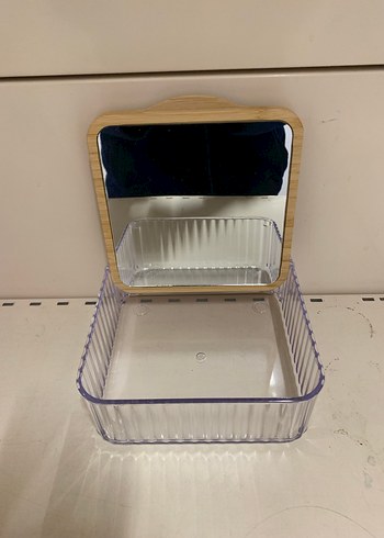 Bambu Çerçeveli Kare Makyaj Aynası & Düzenleyici - Görsel 4