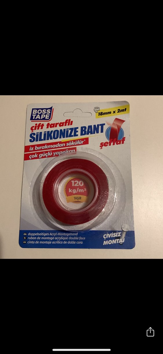 Çift Taraflı Kırmızı Silikonize Bant 18mm x 2mt - Görsel 3