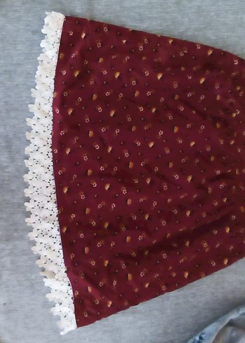 Bordo Nakışlı Fırfırlı Hamile Uzun Etek