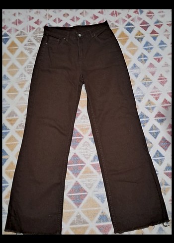Kahverengi Bol Kesim Kadın Kot Pantolon