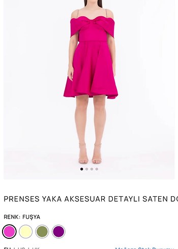 Fuşya Straplez prenses yaka Drapeli Mini Elbise