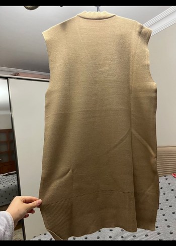 l Beden Bej V Yaka Örgü Kadın Süveter