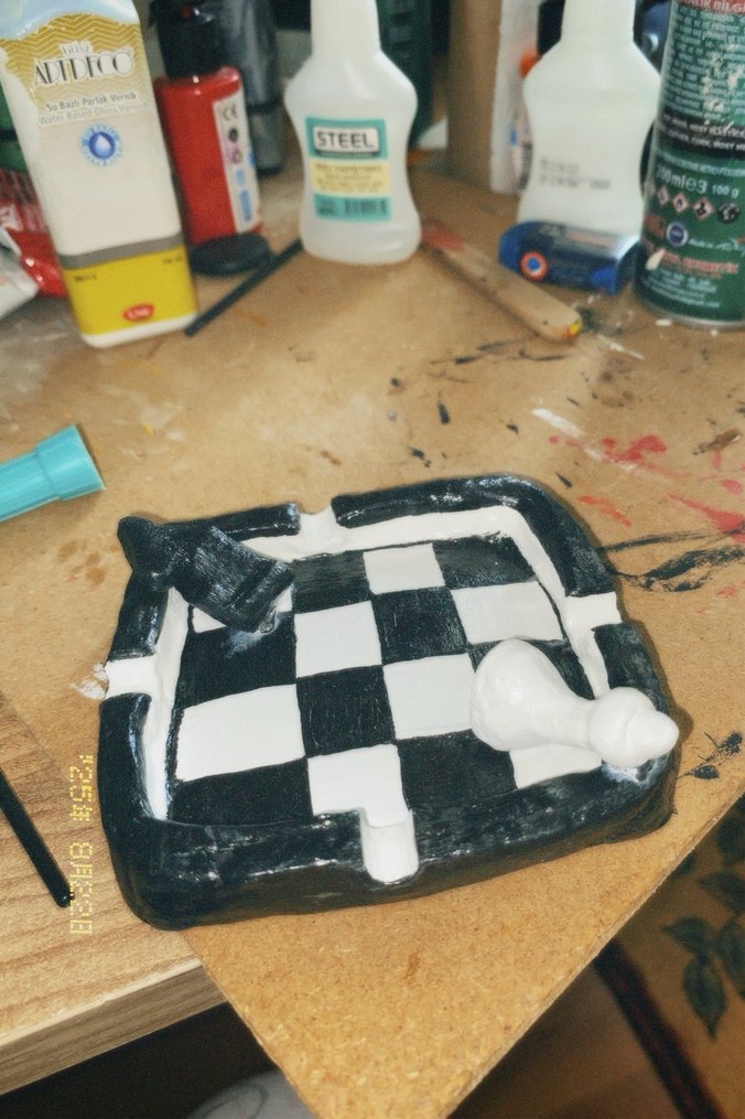 Siyah Beyaz dekoratif küllük - Görsel 5