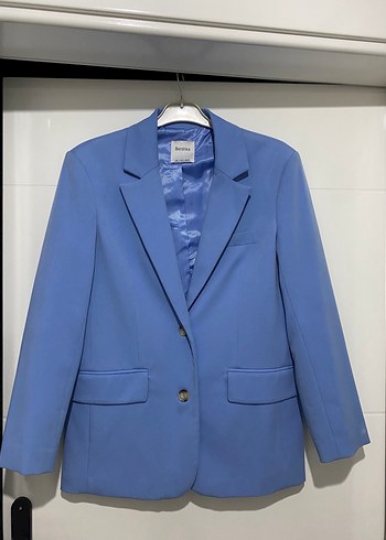Bershka Mavi Düğmeli Kadın Blazer Ceket