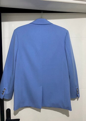 Mavi Düğmeli Kadın Blazer Ceket
