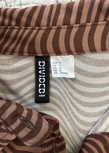 H&M Uzun Kollu Kahverengi Zebra Desenli Mini Elbise