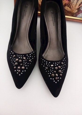 38 Beden Kadın siyah Taşlı Stiletto