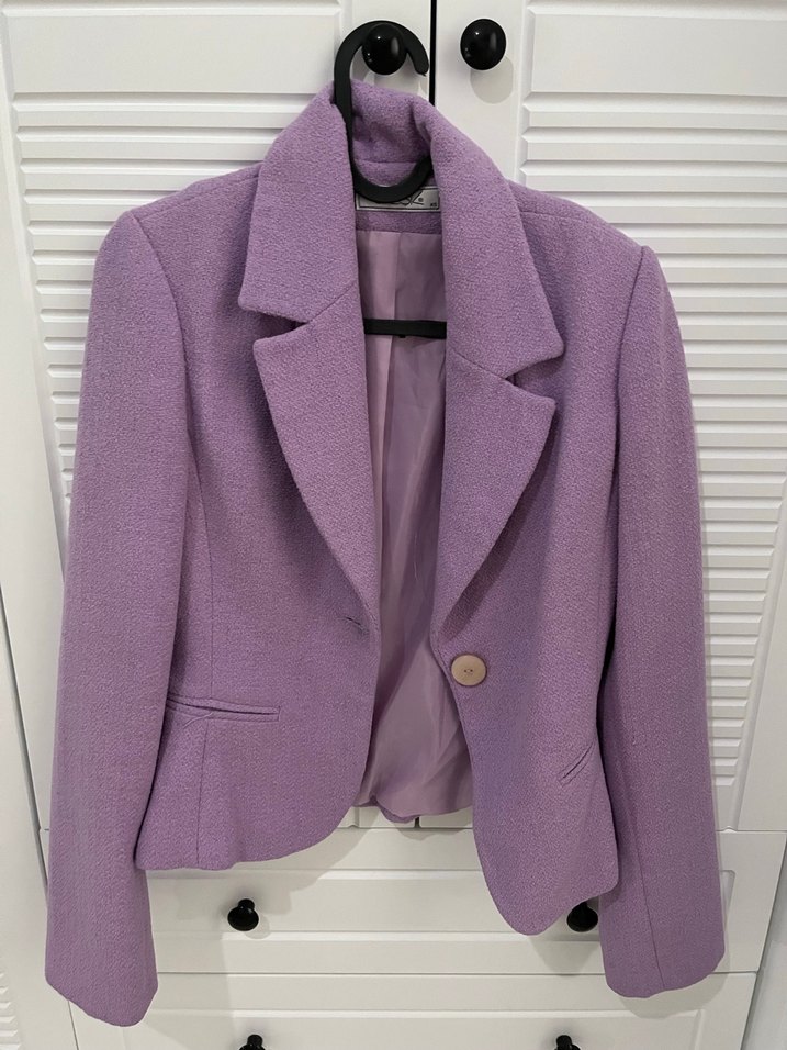 Adil ışık Mor Düğmeli Kadın Blazer Ceket - Görsel 2