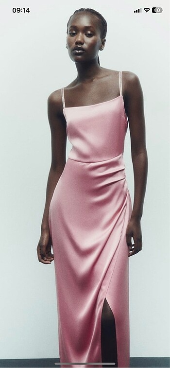 Zara Zara saten taşlı abiye elbise