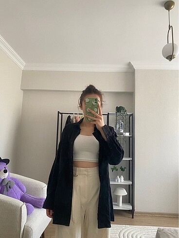 Zara Zara yanları düğmeli keten gömlek