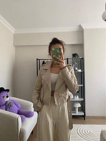 Pull and Bear Pull bear crop deri ceket
