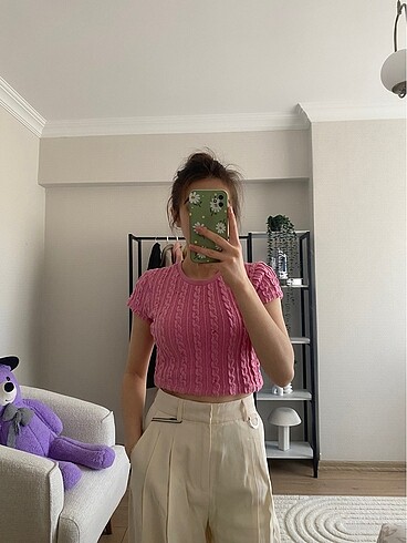 Bershka Bershka pembe crop tişört