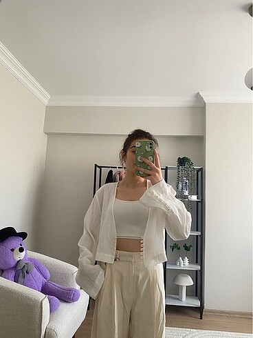 m Beden Zara dökümlü crop bluz
