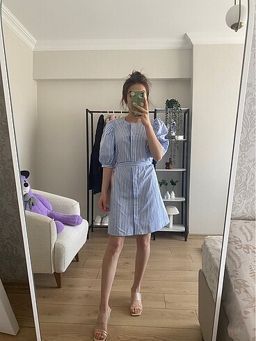 Zara çizgili kısa elbise