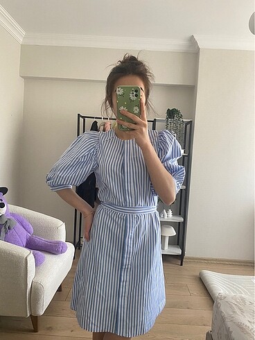 Zara Zara çizgili kısa elbise