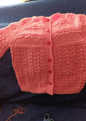 Pembe Örgü Kız Hırka Uzun Kollu