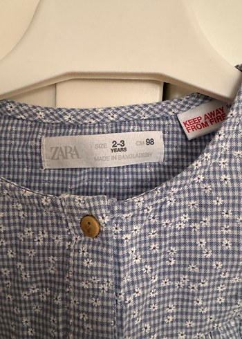 Zara Düğmeli Mavi Bohem Kız Bluzu