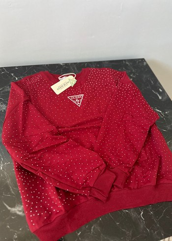 Bordo Payetli Uzun Kollu Sweatshirt