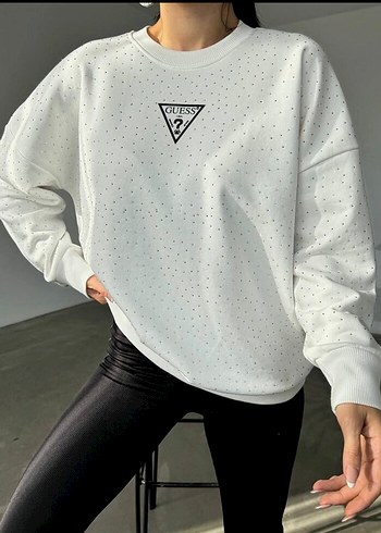 Guess Kadın Beyaz Payetli Sweatshirt