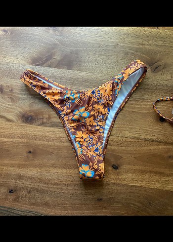 m Beden kahverengi Renk Kahverengi Çiçek Desenli Bohem Bikini
