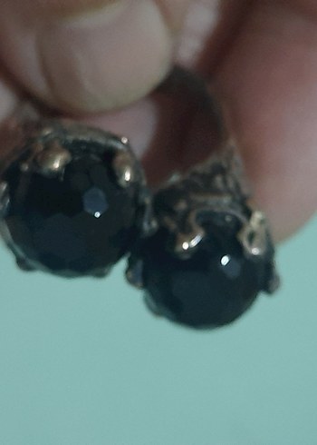 SIYAH AKIK BRONZ YUZUK VINTAGE - Görsel 3