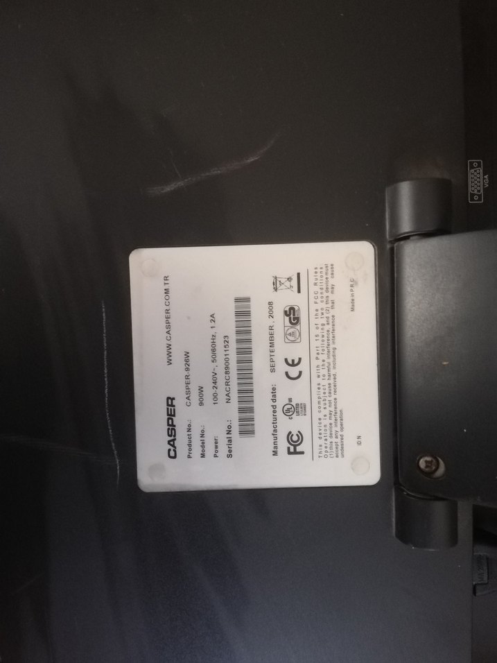 Beyaz Casper Monitör 19.5 inc hdmi yok saglam - Görsel 4