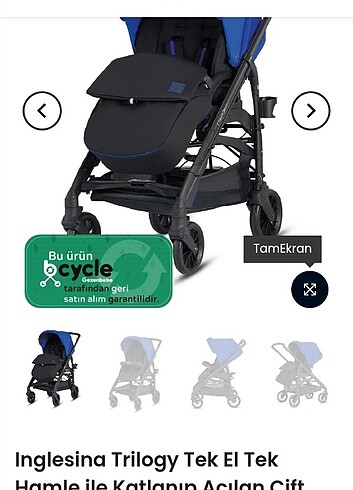 Inglesina İNGLESİNA TRİLOGY CİTY SPLASH BLUE ÇİFT YÖNLÜ BASTON BEBEK ÇOCUK