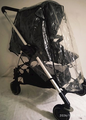Şeffaf Yağmurluklu Siyah Bebek Arabası - Görsel 2