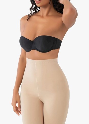 Diğer Bej Yüksek Bel Mini Şort Korseli L/XL