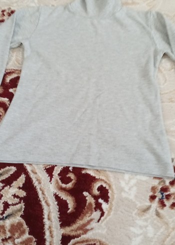 Gri  Boğazlı Triko Kazak - Görsel 4