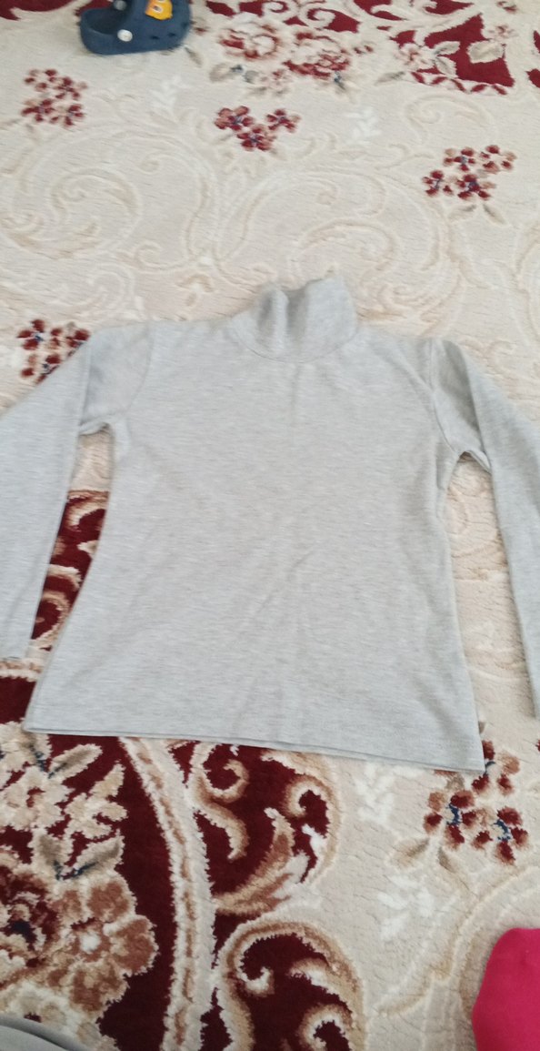 Gri  Boğazlı Triko Kazak - Görsel 2