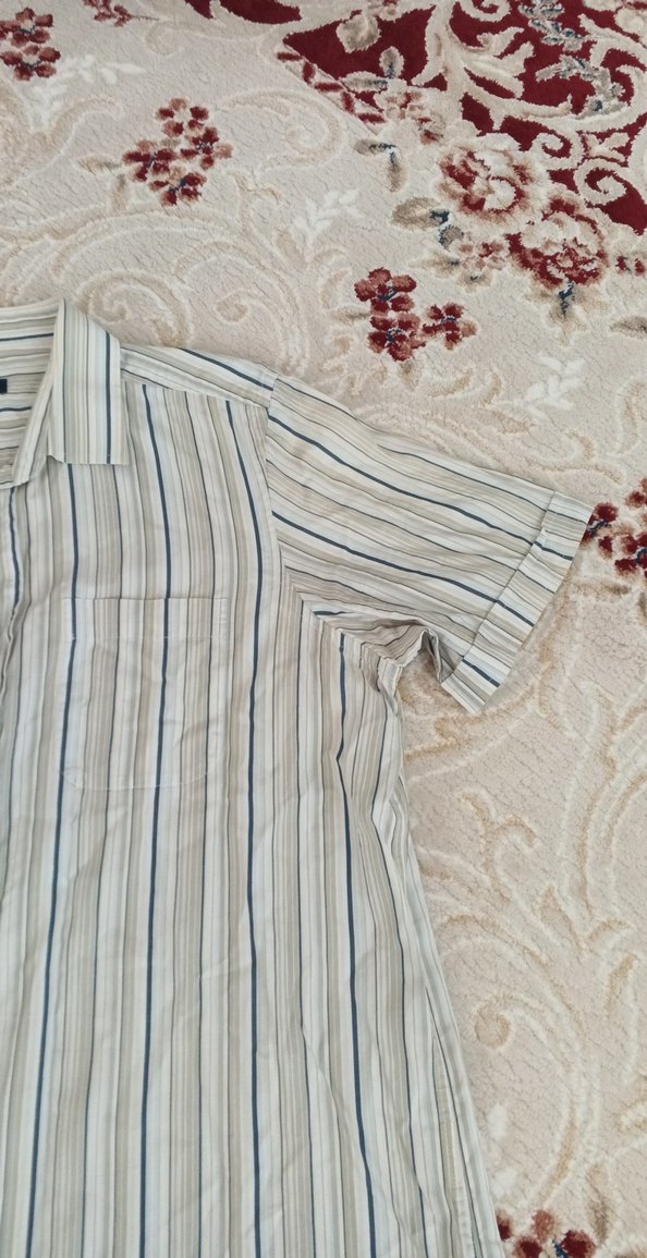 Gri Çizgili Kısa Kollu  Erkek Gömlek - Görsel 5