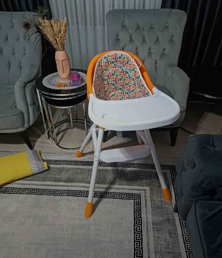 Turuncu Renkli Bebek Mama Sandalyesi - Görsel 3