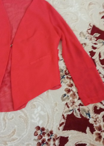 Kırmızı Mini Kadın şifon Ceket - Görsel 4