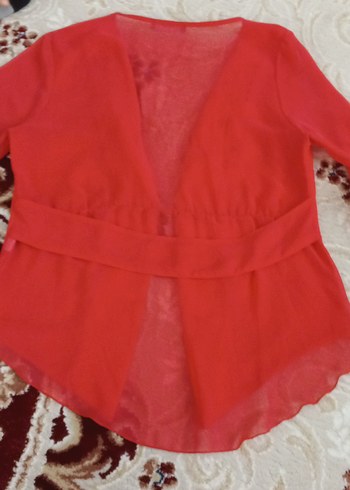 Kırmızı Mini Kadın şifon Ceket - Görsel 5